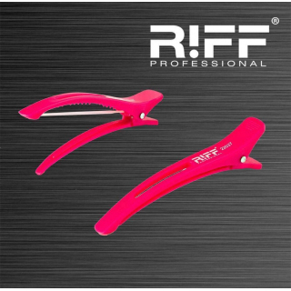 Зажим пластиковый розовый с резинкой RIFF, 11 см, 6 шт/уп